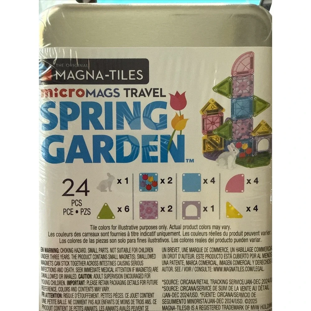 MagnaTiles Spring Garden microMAGS 24 Piece Travel Set